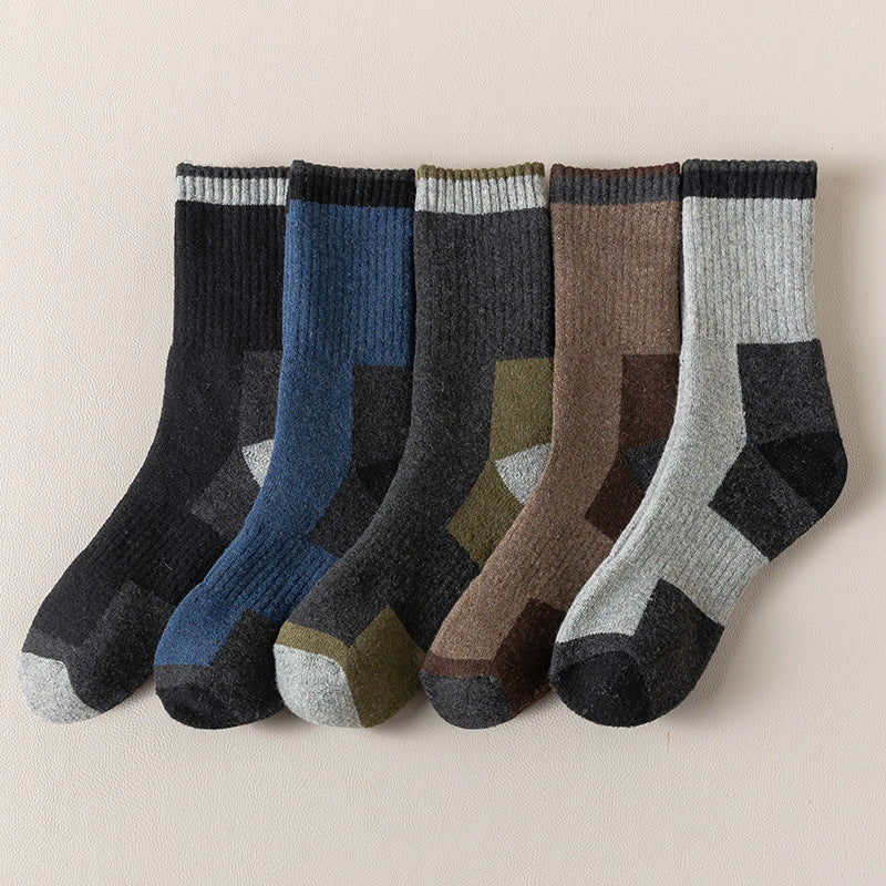 Wool Socks Men Fleece Lined Padded Warm Keeping Terry-loop Hosiery 5 Pairs 40 Yards To 47 Yards Infinite Avenue