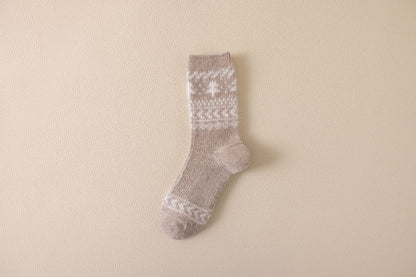 Autumn & Winter Mid-Calf Thick Knit Women's Socks 3 Khaki Infinite Avenue