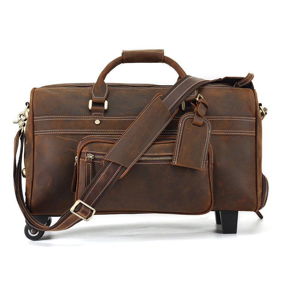 Men's Retro Leather Travel Bag – Portable & Stylish Crazy Horse Leather Dark Brown Infinite Avenue