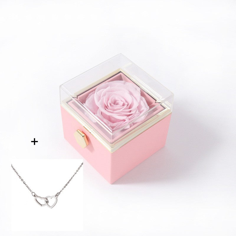 Acrylic Ring Box Valentine's Day Proposal Confession Pink box silver neck Infinite Avenue