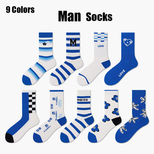 9 Pairs Colorful Compression Running Socks For Men Crew Athletic Hiking Wicking Anti Blister Cushioned Anti-odor And Breathable For Running Hiking Cycling Fitness Men Infinite Avenue