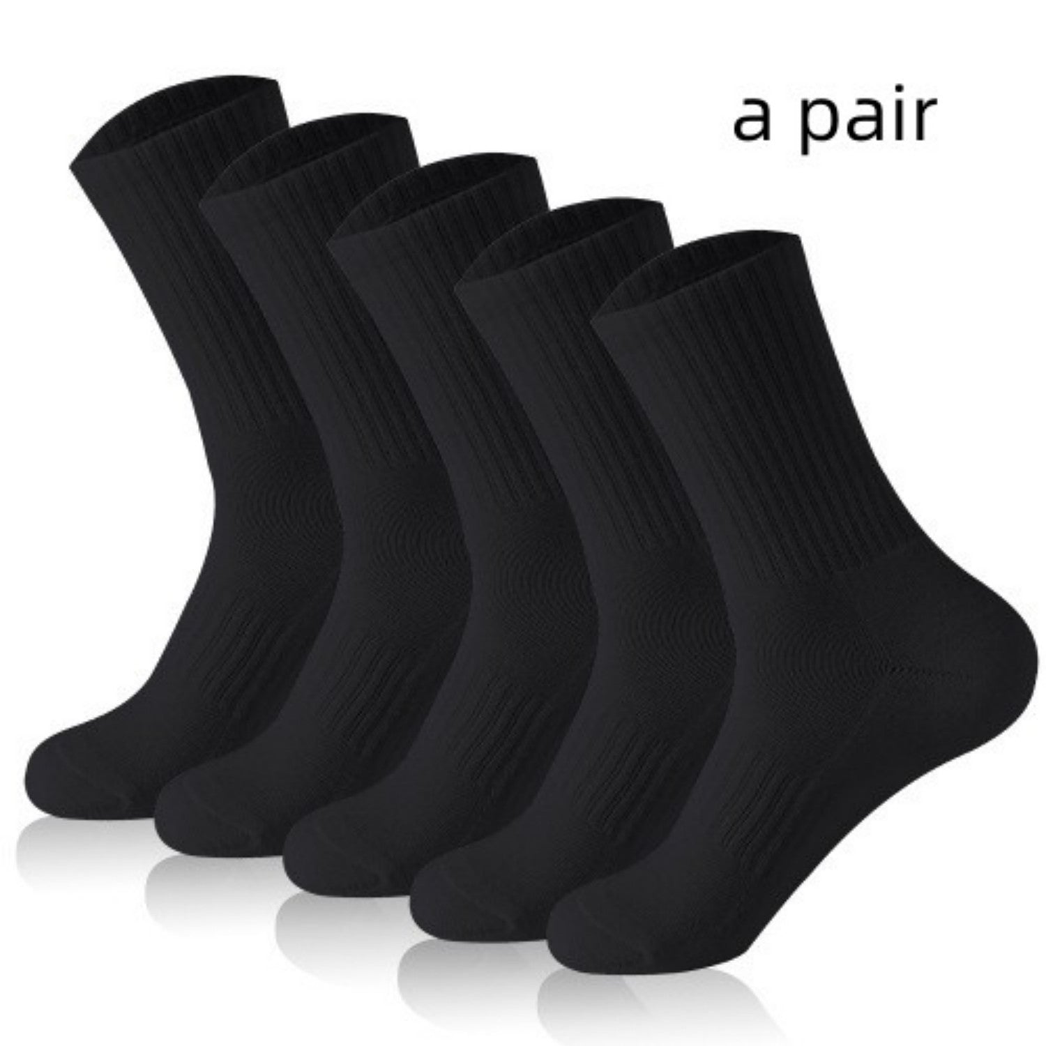 High Cylinder Cotton Mid-Tube Solid Color Socks High Boots Socks Black Free Size Infinite Avenue