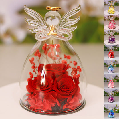 Eternal Flower Gift Box Angel Glass Cover Dried Rose Gift Box For Christmas New Year Valentine's Day Home Decor Infinite Avenue