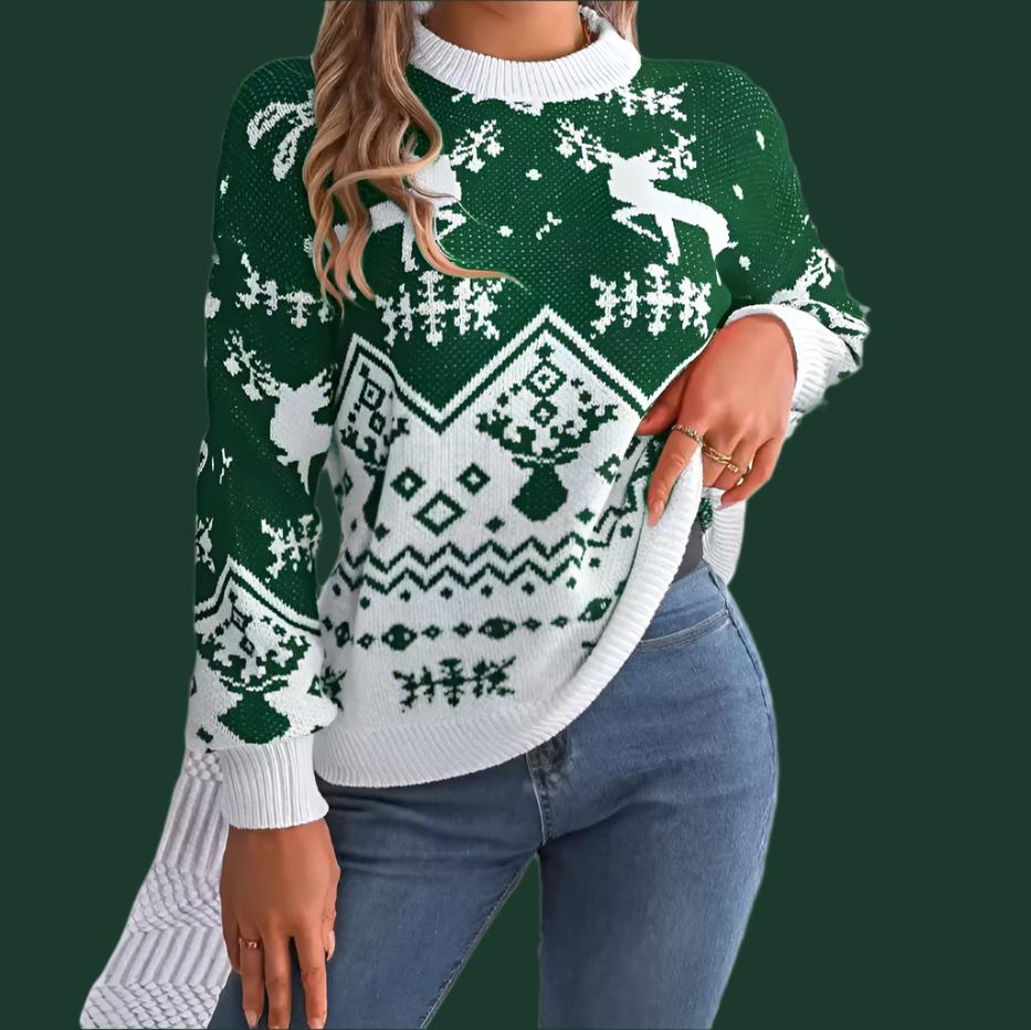 Deer Pattern Sweater – Autumn/Winter Wear for Women Infinite Avenue