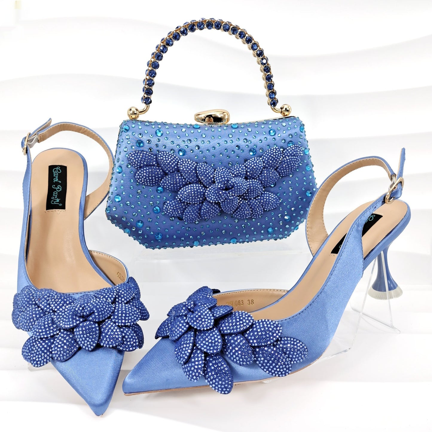 Cross-border Ladies Party Shoes Bag Set Handmade Leaf Decorative Wine Glass Heel Infinite Avenue