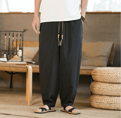 Men's Chinese Style Ice Silk Harem Pants - Infinite Avenue