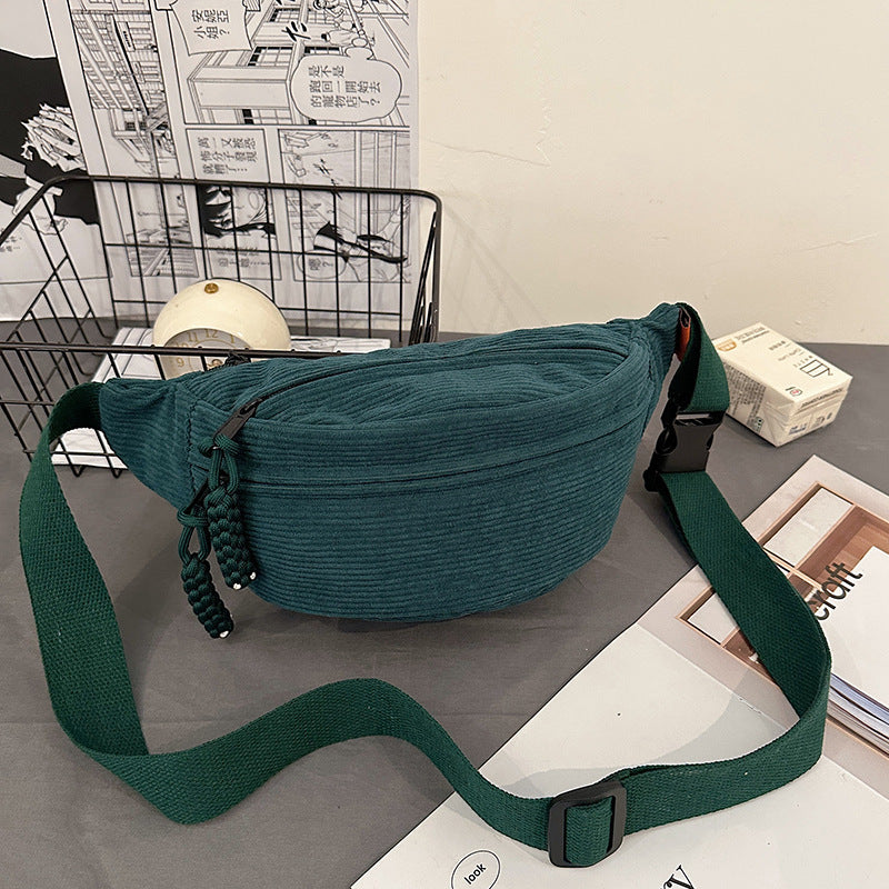 Korean Preppy Style Casual Crossbody Shoulder Bag Striped Minimalist Ins Dark Green Infinite Avenue