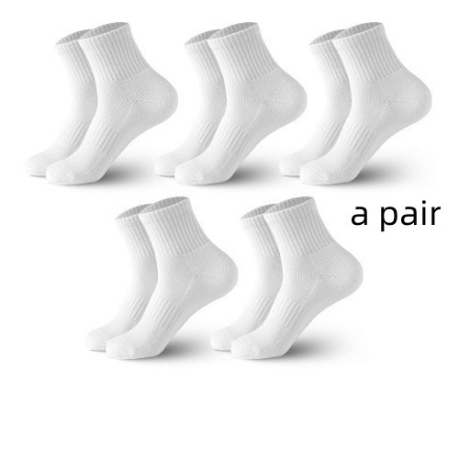 High Cylinder Cotton Mid-Tube Solid Color Socks Middle Tube Socks White Free Size Infinite Avenue