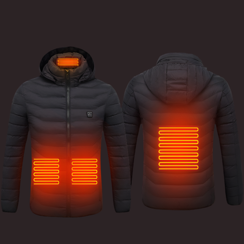 Men’s USB Heated Jacket – Thermal Cotton Coat for Winter Black Zone4 Infinite Avenue