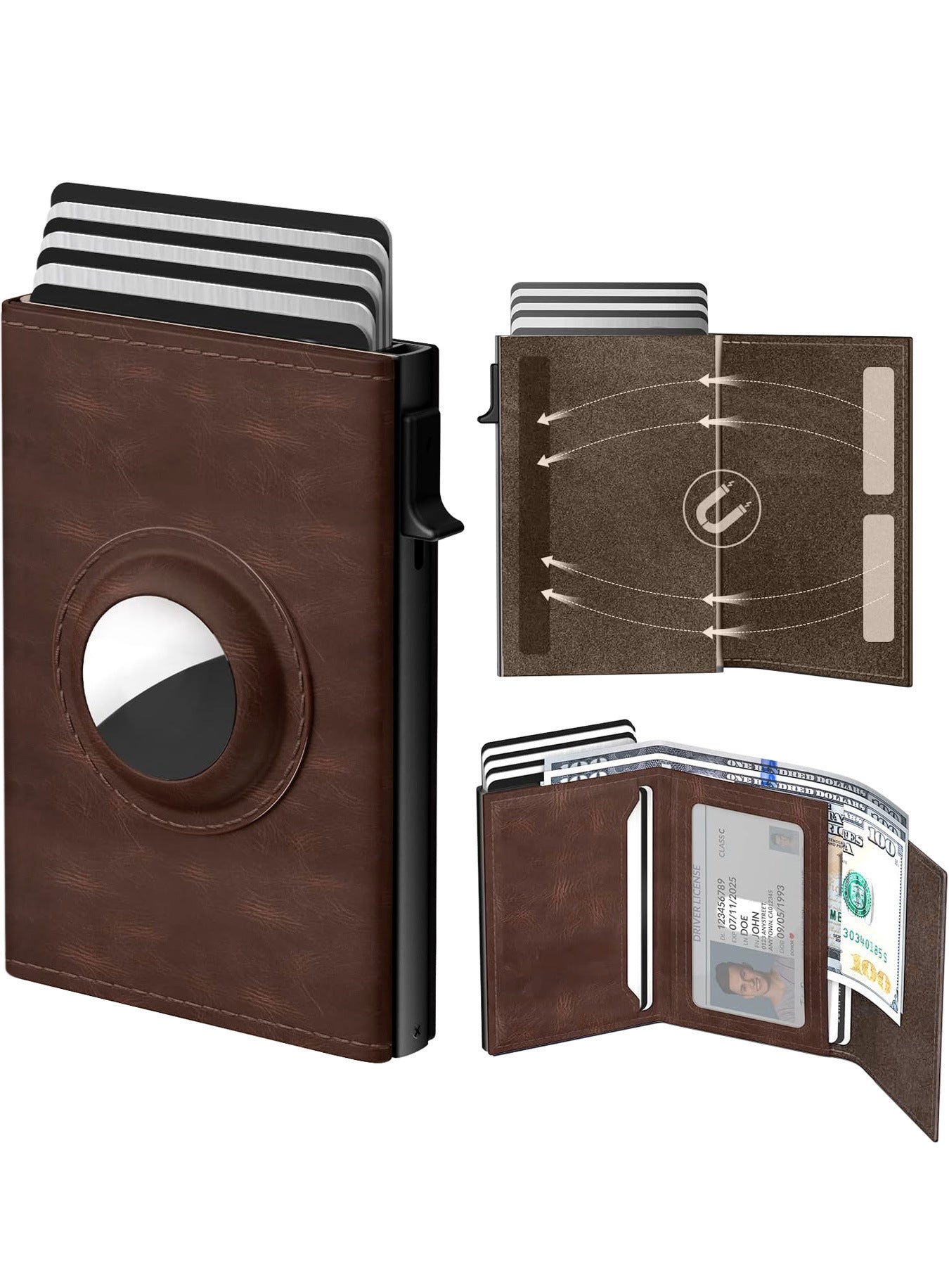 Men's Ultra-thin Smart Wallet Card Clamp Brown Infinite Avenue