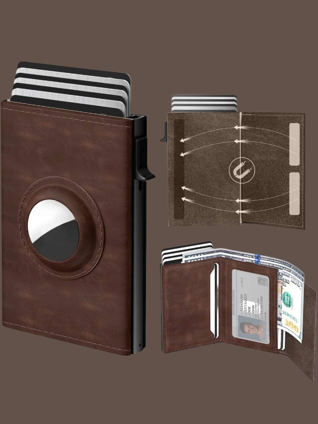 Men's Ultra-Thin Smart Card Wallet Brown Infinite Avenue