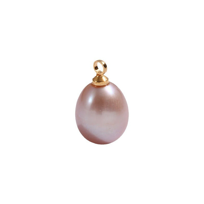 Natural Freshwater Pearl Half Hole Bead Strong Light Rice-shaped Pearl Pendant Parts Infinite Avenue