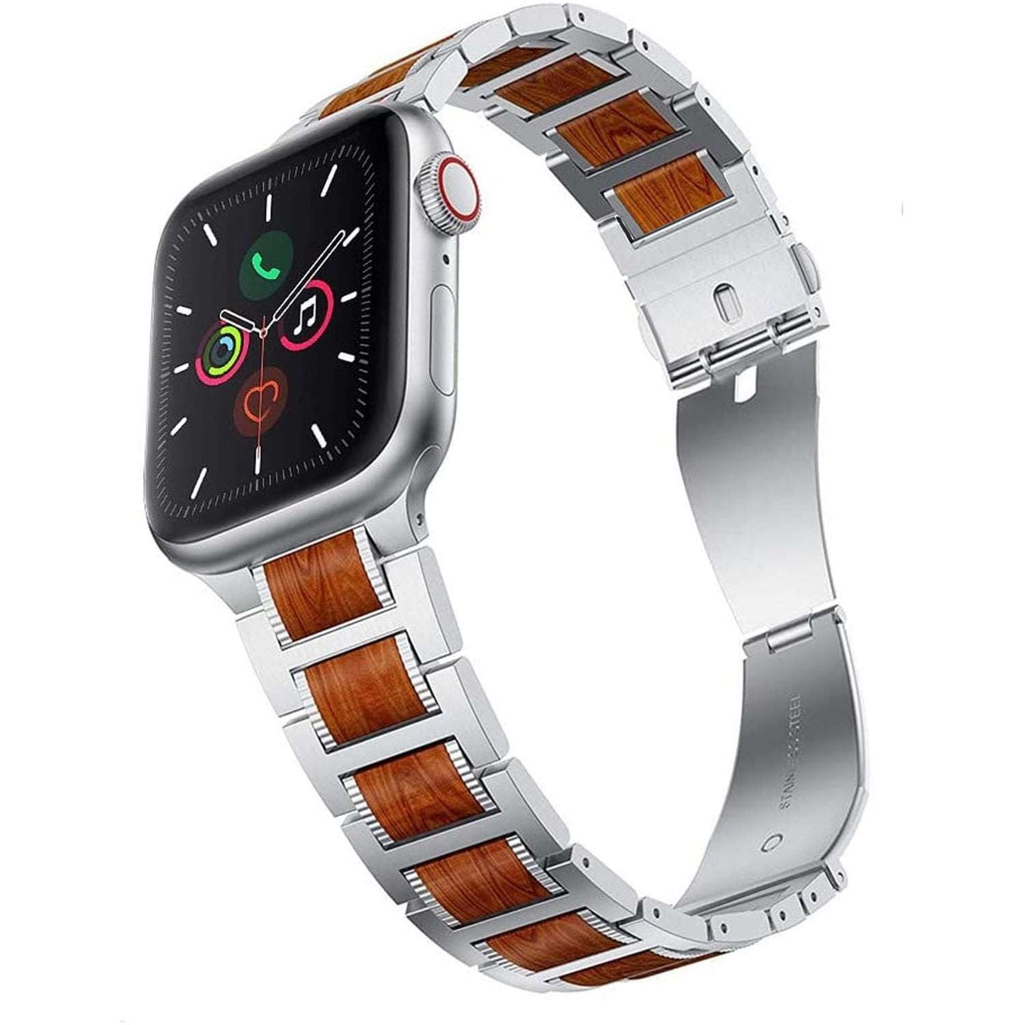 Creative Stainless Steel Sandalwood Watch Strap Silver Red Sandalwood Infinite Avenue