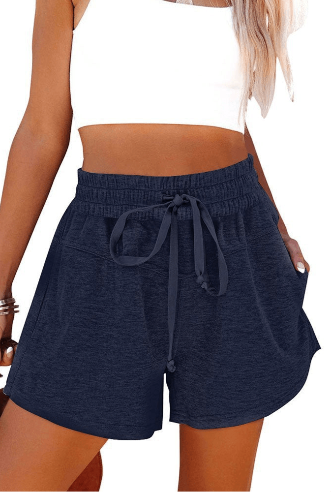 Women's Lace Up Casual Pocket Solid Color Shorts - Infinite Avenue