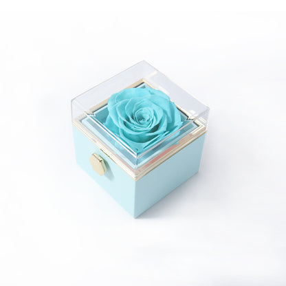 Fashion Acrylic Rotating Rose Jewelry Box Gulf Blue Infinite Avenue