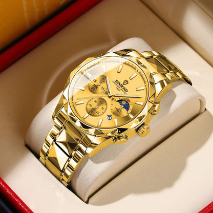 Multifunctional Butterfly Clasp Men's Watch Full gold face Infinite Avenue