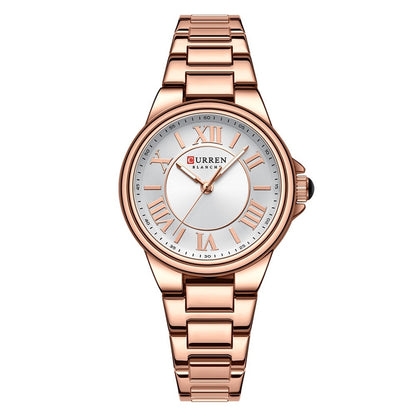 Women's Fashion Clock Steel Belt Watch Rose Shell White Infinite Avenue