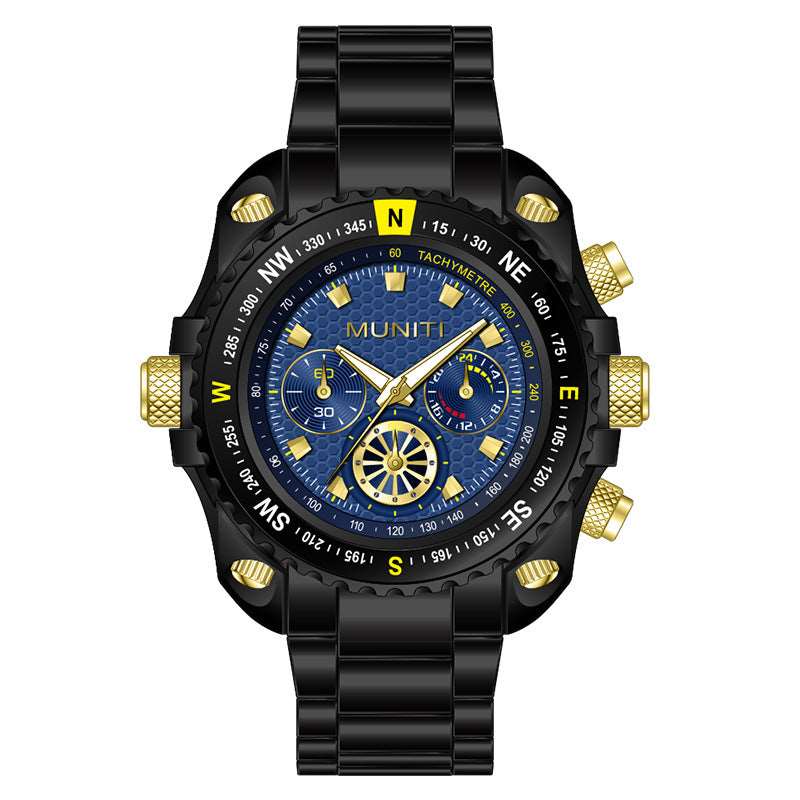 Men's Casual Fashion Creative Watch GOLDEN CROWN Blue And Black Infinite Avenue