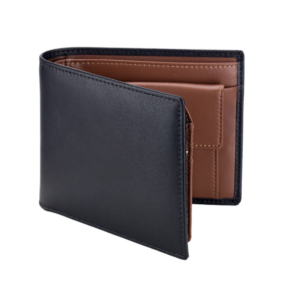 Men's Short Wallet Genuine Leather Trifold Wallet Infinite Avenue