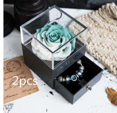 Eternal Flower Rose Jewelry Box for Birthday Presents Valentines Day Wedding Gift White2pcs Infinite Avenue