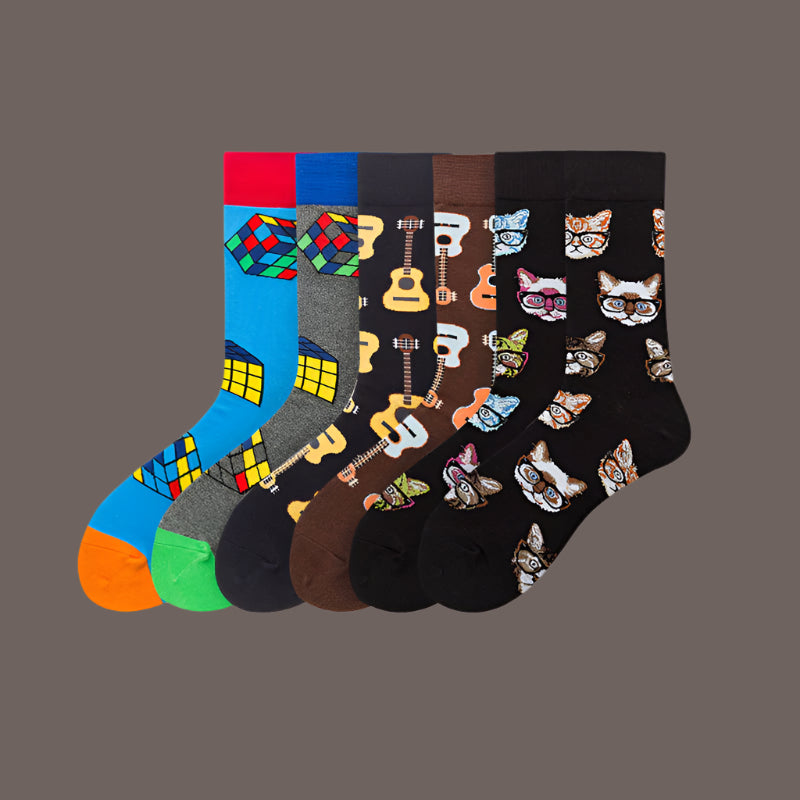 Men's Mid-Calf Cotton Socks – Colorful Guitar Design Infinite Avenue