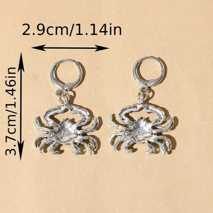 Women Earrings Elegant Crab Shape Earrings Glossy Metal Dangle Earring Crab Shape Drop Earring Party Hook Earrings Jewelry Infinite Avenue