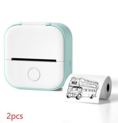 Portable Mini Thermal Label & Photo Printer – Bluetooth Compatible Green 2pcs USB Infinite Avenue