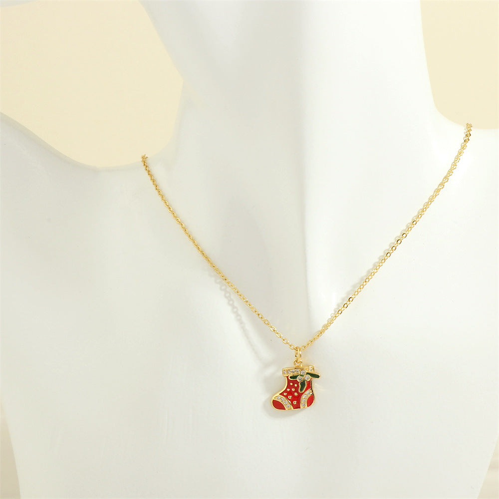 Christmas Tree & Santa Necklace – Rhinestone Clavicle Chain for Women NE2089 N Infinite Avenue