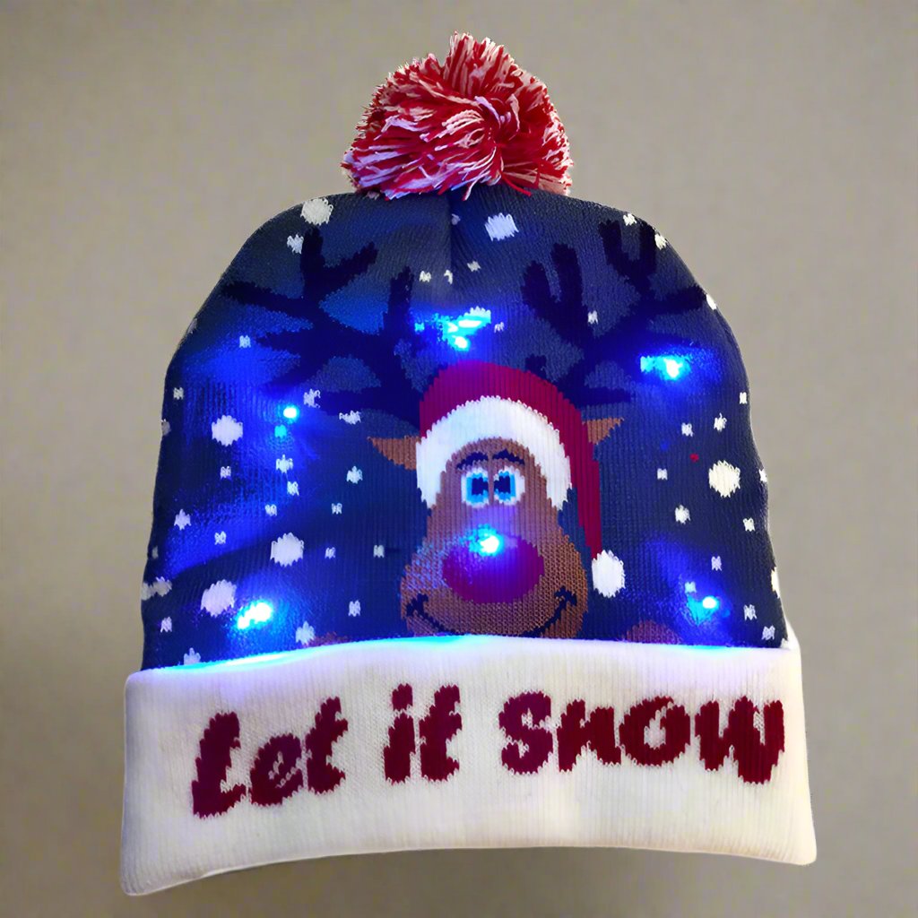 LED Christmas Beanie – Light-Up Knitted Hat Gift for Kids and Adults D One size Infinite Avenue