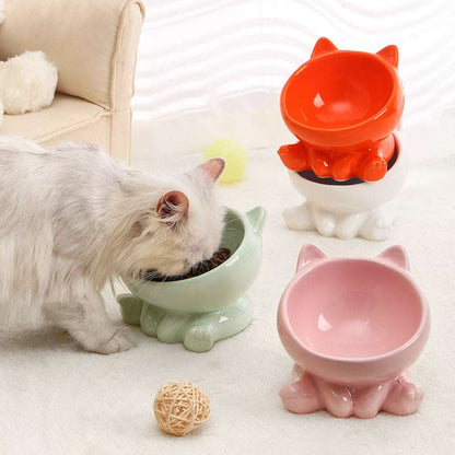 Ceramic Cat Bowl Cat Bowl Cat Food Bowl Neck Guard Oblique Mouth Dog Bowl Pet Bowl Infinite Avenue