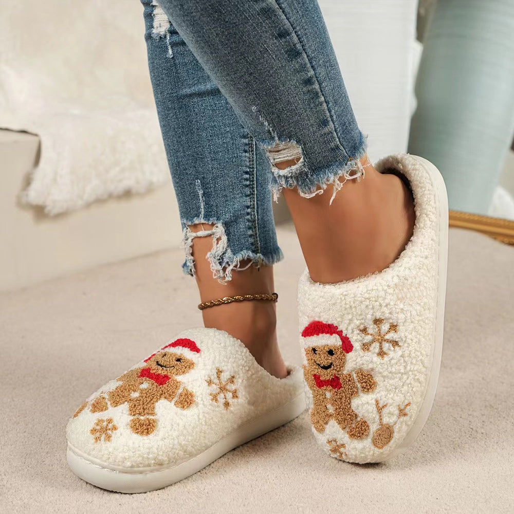 Women’s Christmas Gingerbread Slippers – Fuzzy Non-Slip House Shoes Infinite Avenue