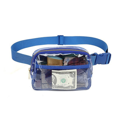 Female Minimalist Casual Transparent Waist Bag Blue Infinite Avenue