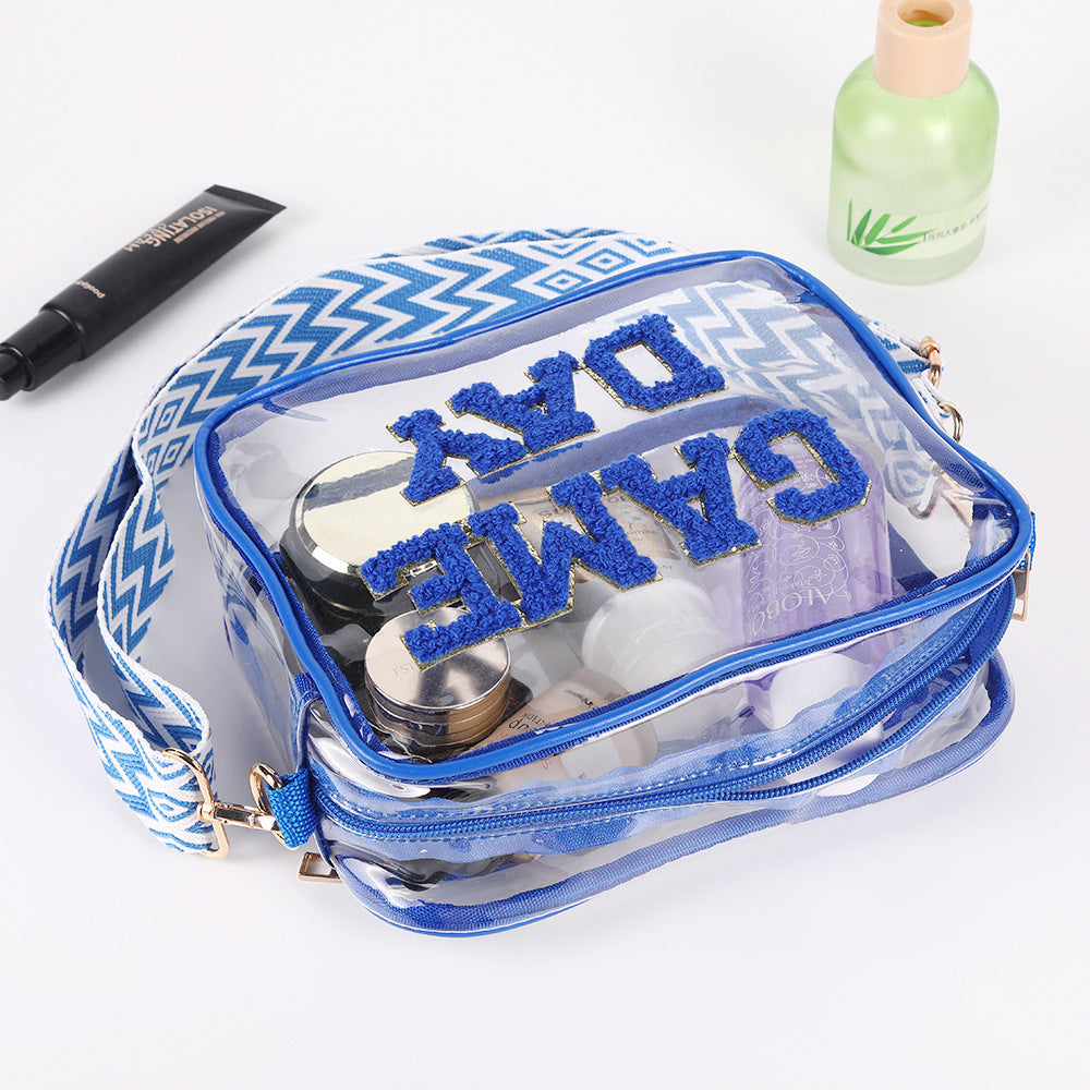 Transparent PVC Crossbody Bag – Embroidered Letter, Small Square Infinite Avenue