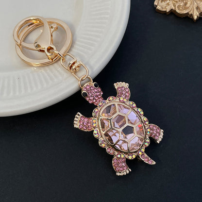 Color Diamond Metal Cute Turtle Car Key Ring Pink Infinite Avenue