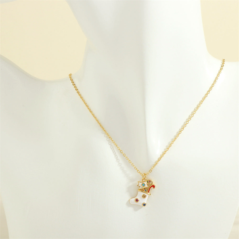 Christmas Tree & Santa Necklace – Rhinestone Clavicle Chain for Women NE2089 M Infinite Avenue