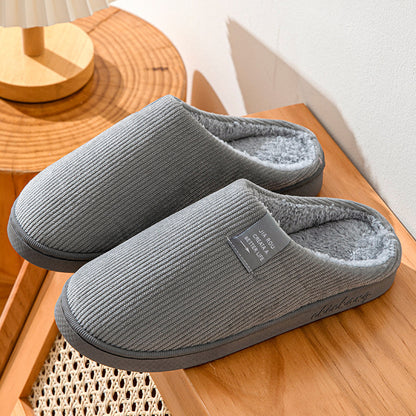 Home Indoor Wear-resistant Non Slip Cotton Slippers Calibration Gray Infinite Avenue