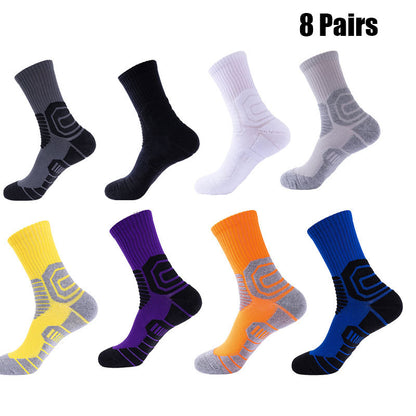 8 Pairs Men Compression Running Socks Crew Athletic Hiking Anti Blister Cushioned Anti-odor And Breathable For Running Hiking Cycling Fitness Men Infinite Avenue