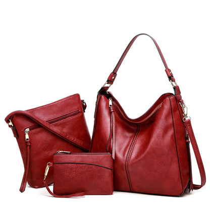 Large Capacity Tote Shoulder Bag Three-piece Set Red 3 PCS Infinite Avenue