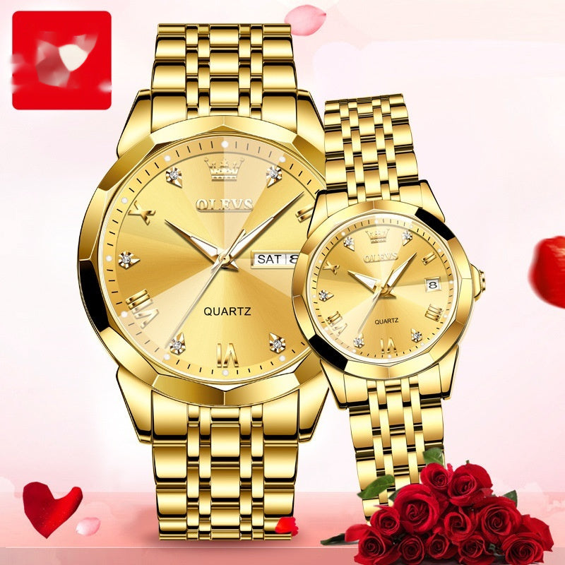 Quartz Watch Valentine's Day Gift Couple Watch Men Couple All Gold Pair Infinite Avenue