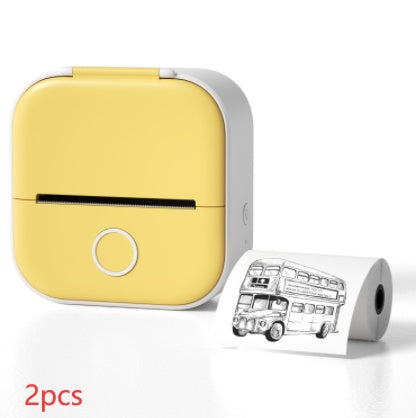 Portable Mini Thermal Label & Photo Printer – Bluetooth Compatible Yellow 2pcs USB Infinite Avenue