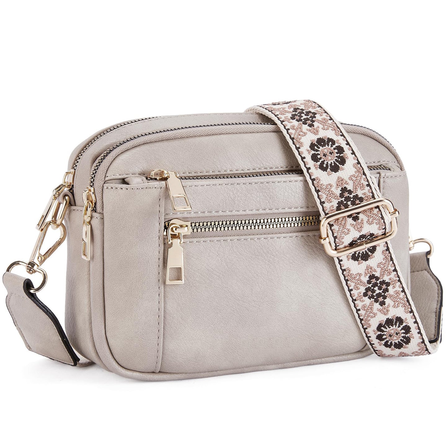 Cow Print Multi-Functional Zipper Crossbody Bag Gray Infinite Avenue