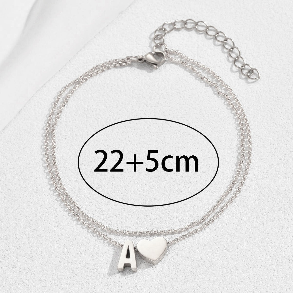 Stainless Steel Heart 26 Letter Anklet Double Layer Infinite Avenue