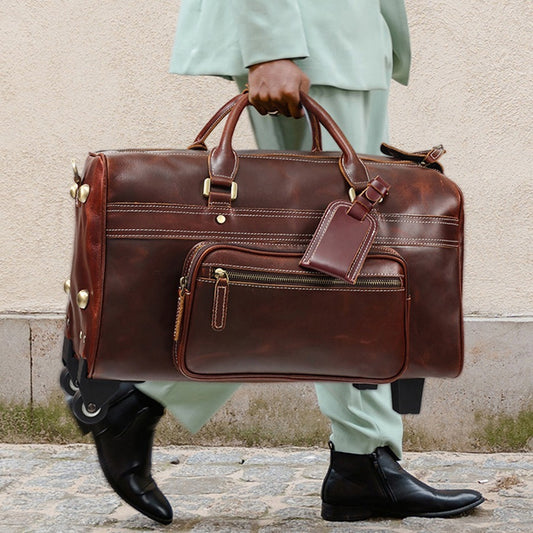 Men's Retro Leather Travel Bag – Portable & Stylish Infinite Avenue