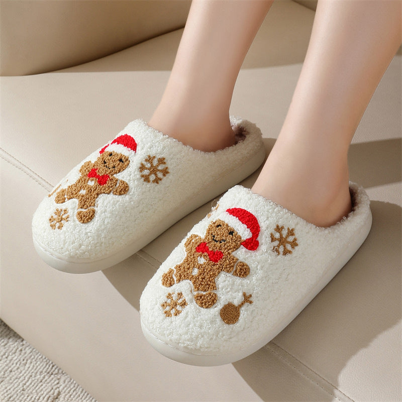 Women’s Christmas Gingerbread Slippers – Fuzzy Non-Slip House Shoes Infinite Avenue