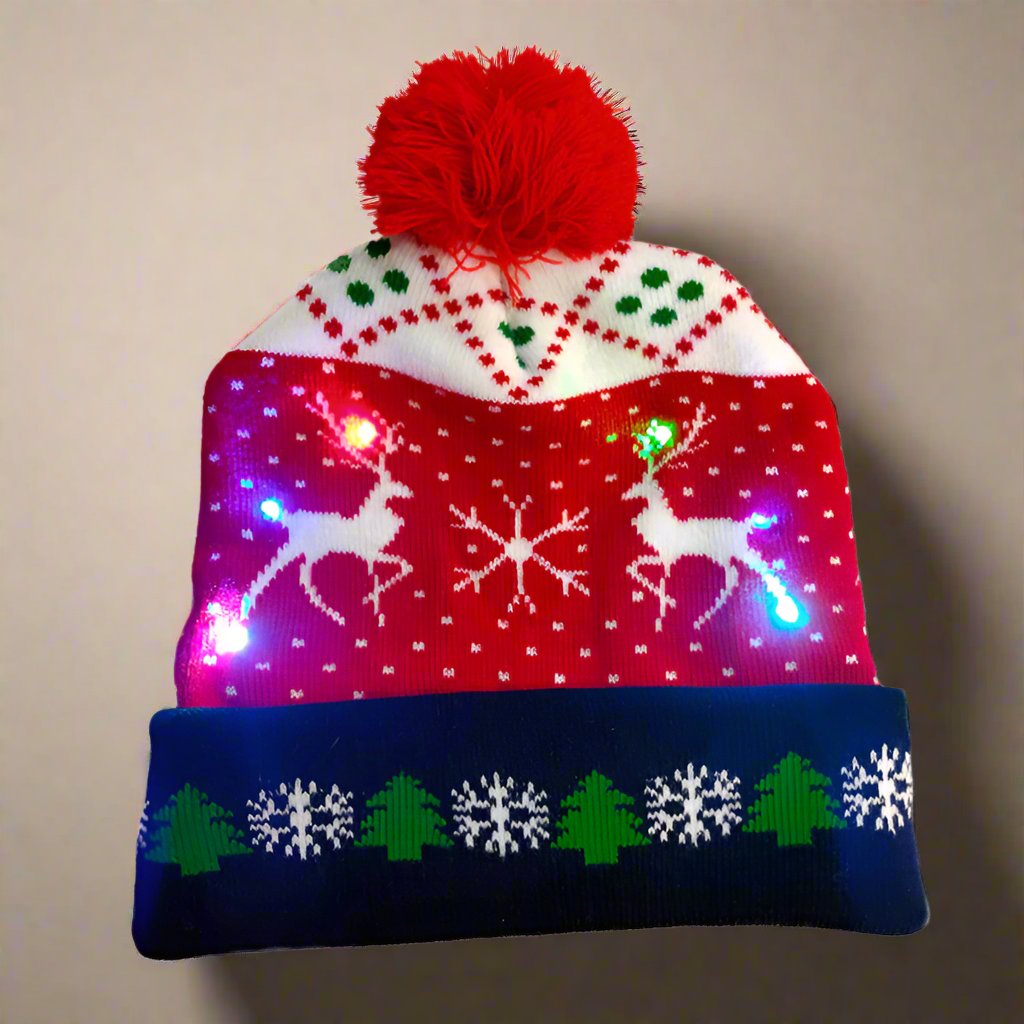 LED Christmas Beanie – Light-Up Knitted Hat Gift for Kids and Adults C One size Infinite Avenue