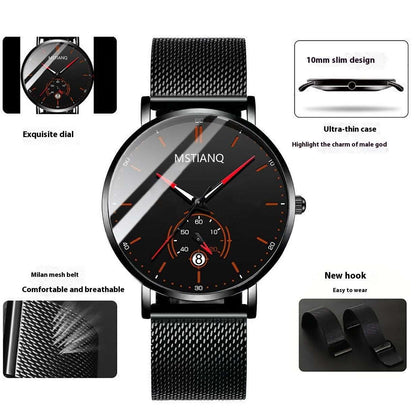 Trade Watch Stylish Black Technology Belt Refined Steel Korean Casual Calendar Mesh Belt Sublime Eye Palette Infinite Avenue