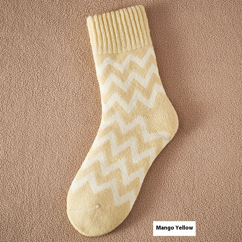 Thick Winter Fleece-Lined Women's Warm Floor Socks Mango Yellow Infinite Avenue