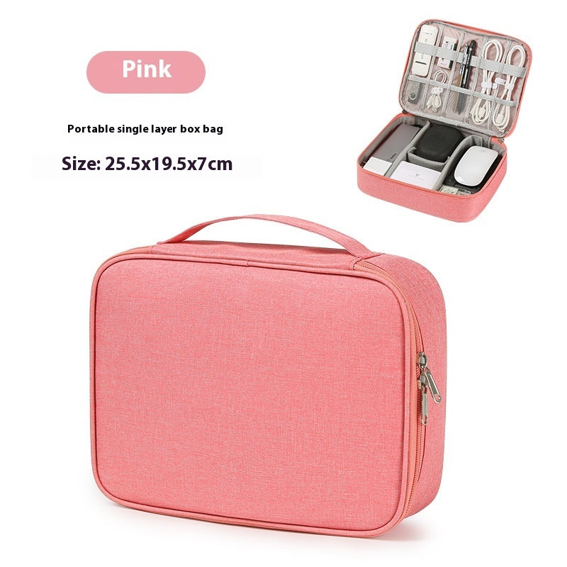 Data Cable Storage Bag Mobile Power Box Travel Portable Digital Accessories Organizing Folders Single Layer Pink Infinite Avenue