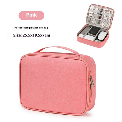 Data Cable Storage Bag Mobile Power Box Travel Portable Digital Accessories Organizing Folders Single Layer Pink Infinite Avenue