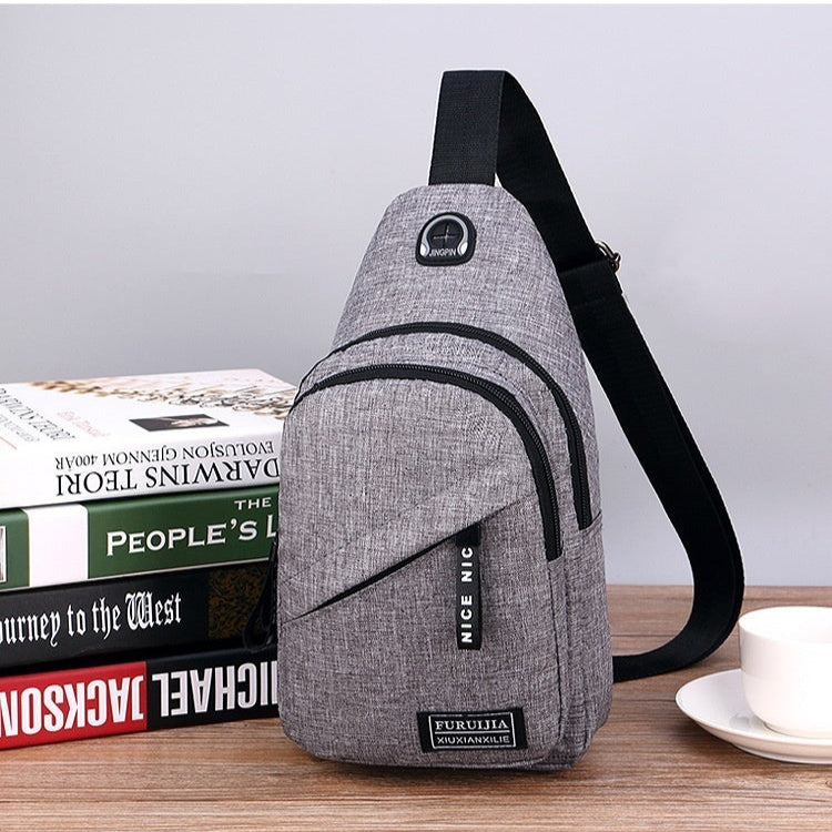 Men's Casual Korean Style Oxford Crossbody Bag Light Gray Infinite Avenue